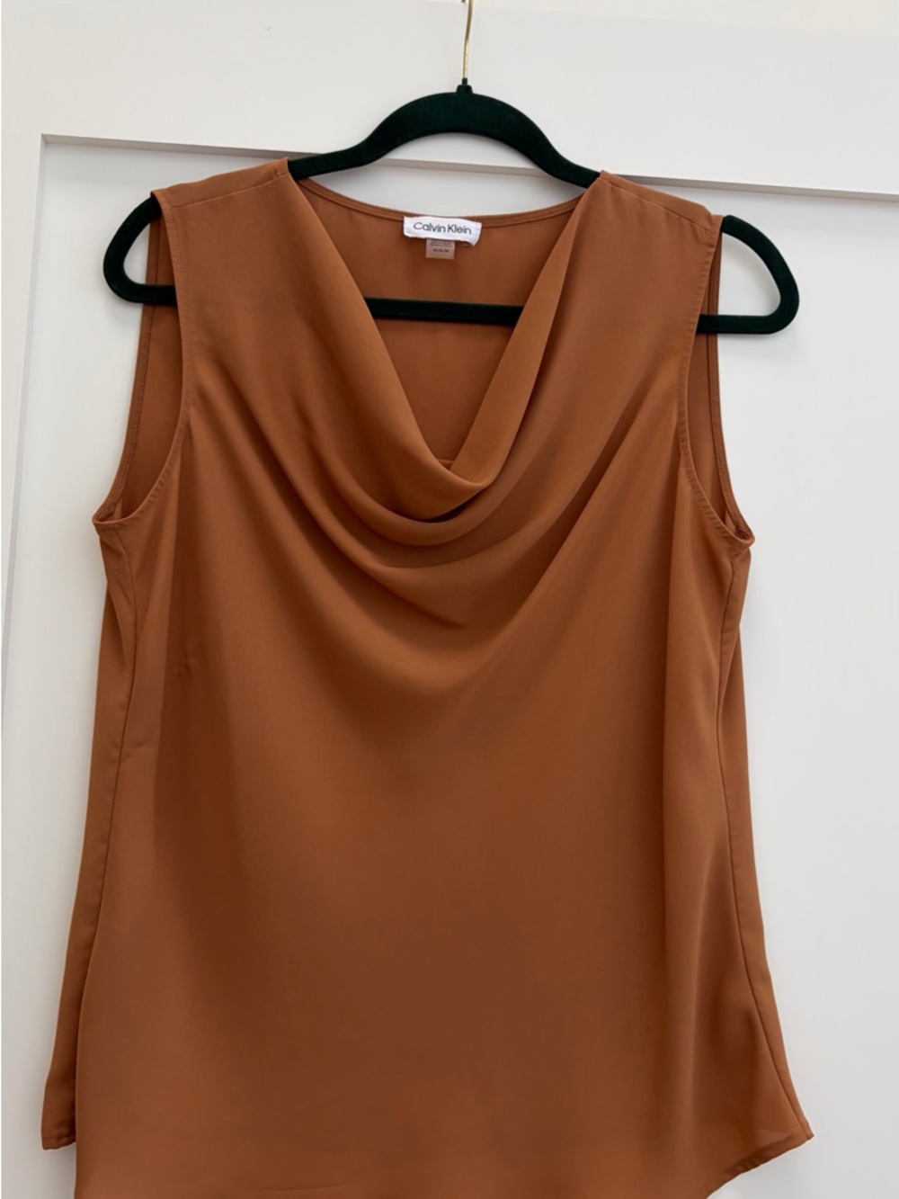 Calvin Klein Copper-Tone Cowl Neck Sleeveless Top